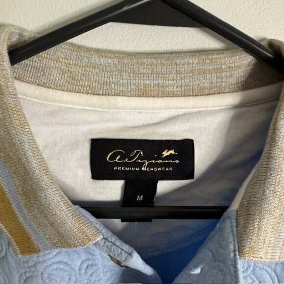 A. Tiziano Mne's Boris Fancy Knit Polo Blue Size Medium NEW!!! - Picture 8 of 8